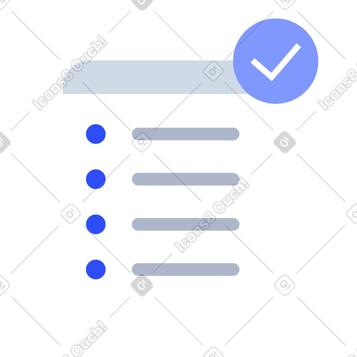 Checklist with blue checkmark, Task completion and productivity illustration in System style download in PNG, SVG