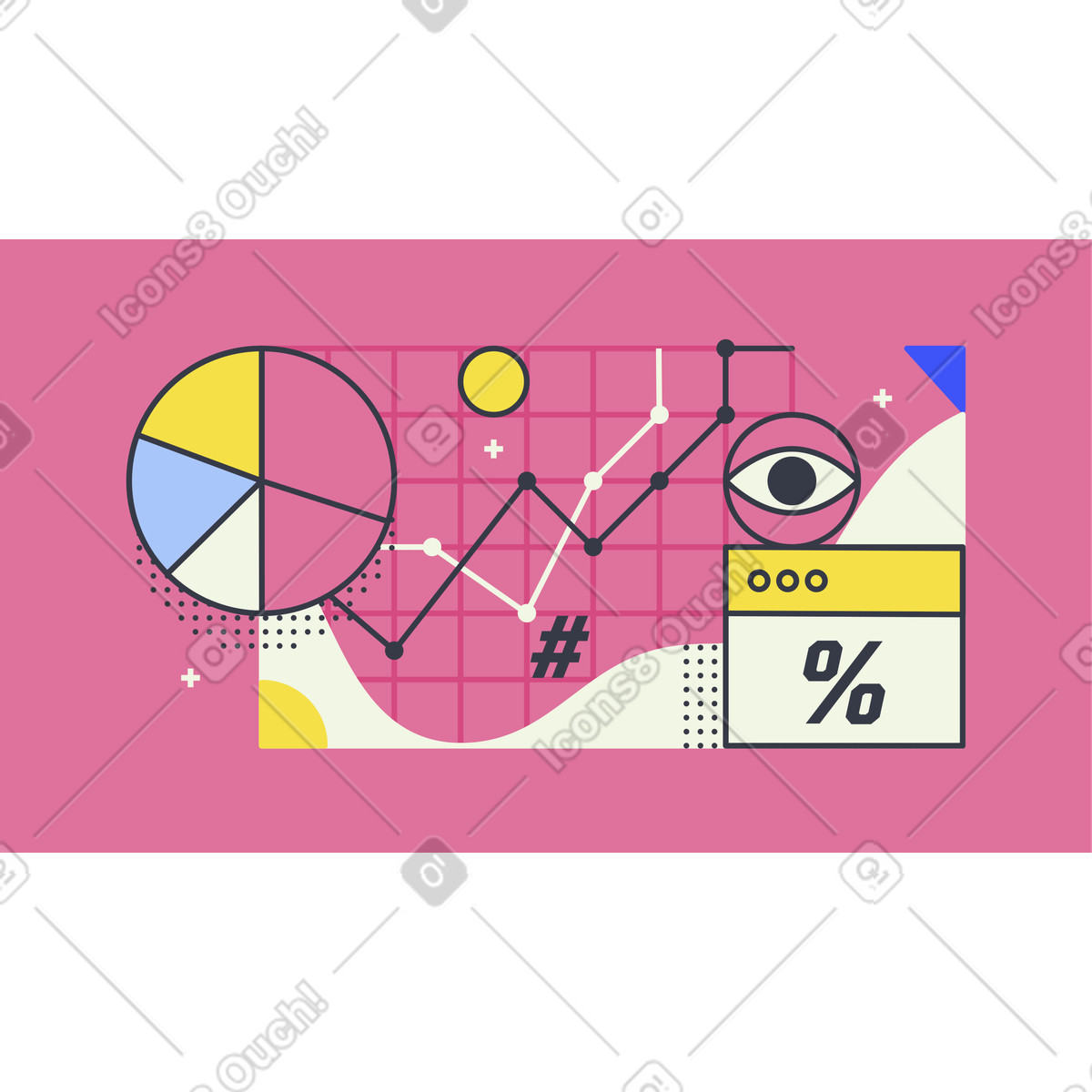 Tracking statistics and monitoring data animated illustration in Abstract style download in GIF, Lottie (JSON), AE