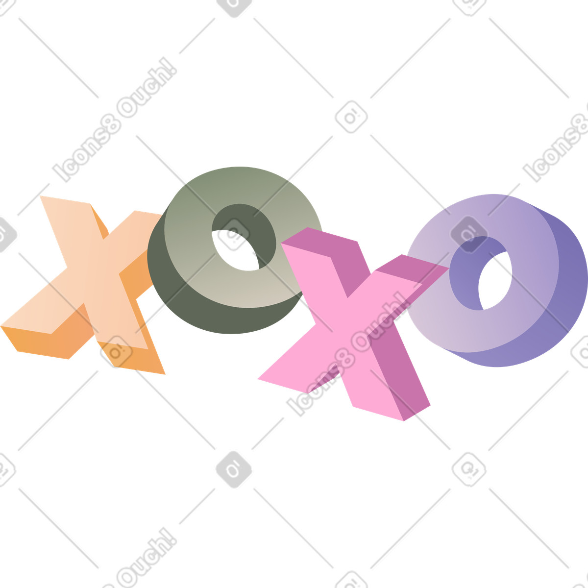 Schriftzug xoxo-text-Illustration im Coworking-Stil als Download in PNG, SVG