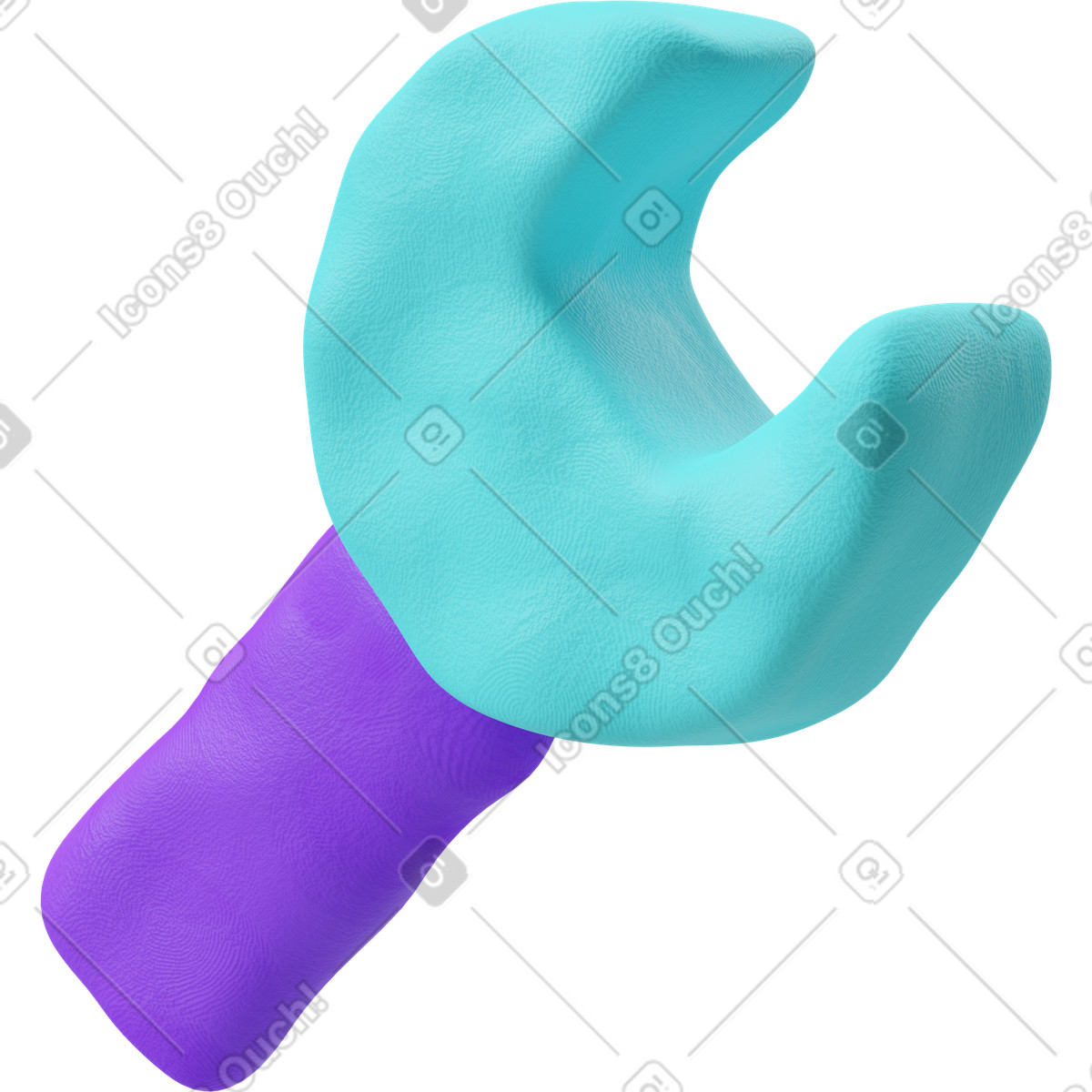 Vista di tre quarti di una chiave blu e viola illustration in PNG, SVG