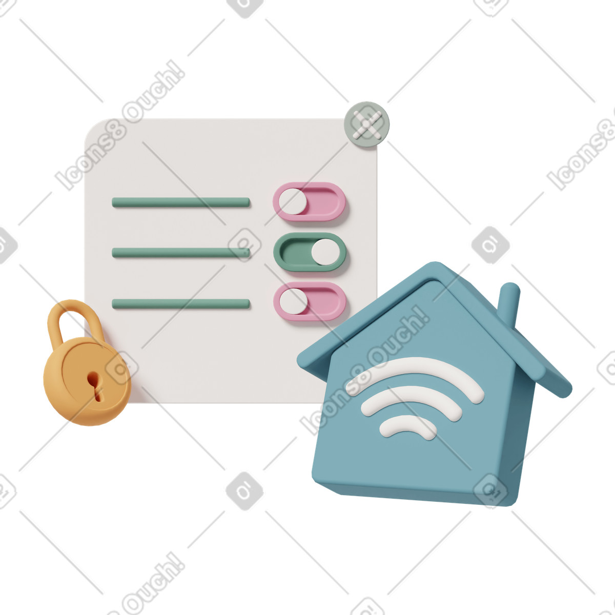 Smart home security illustration in 3D Casual life style download in PNG, SVG