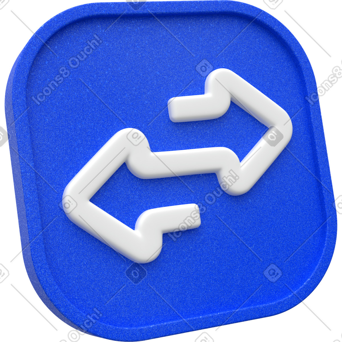 Blue currency exchange icon with opposite direction swap arrows illustration in 3D Enterprise style download in PNG, SVG