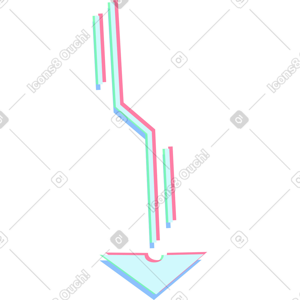 Gebrochener pfeil-Illustration im Neon-Stil als Download in PNG, SVG