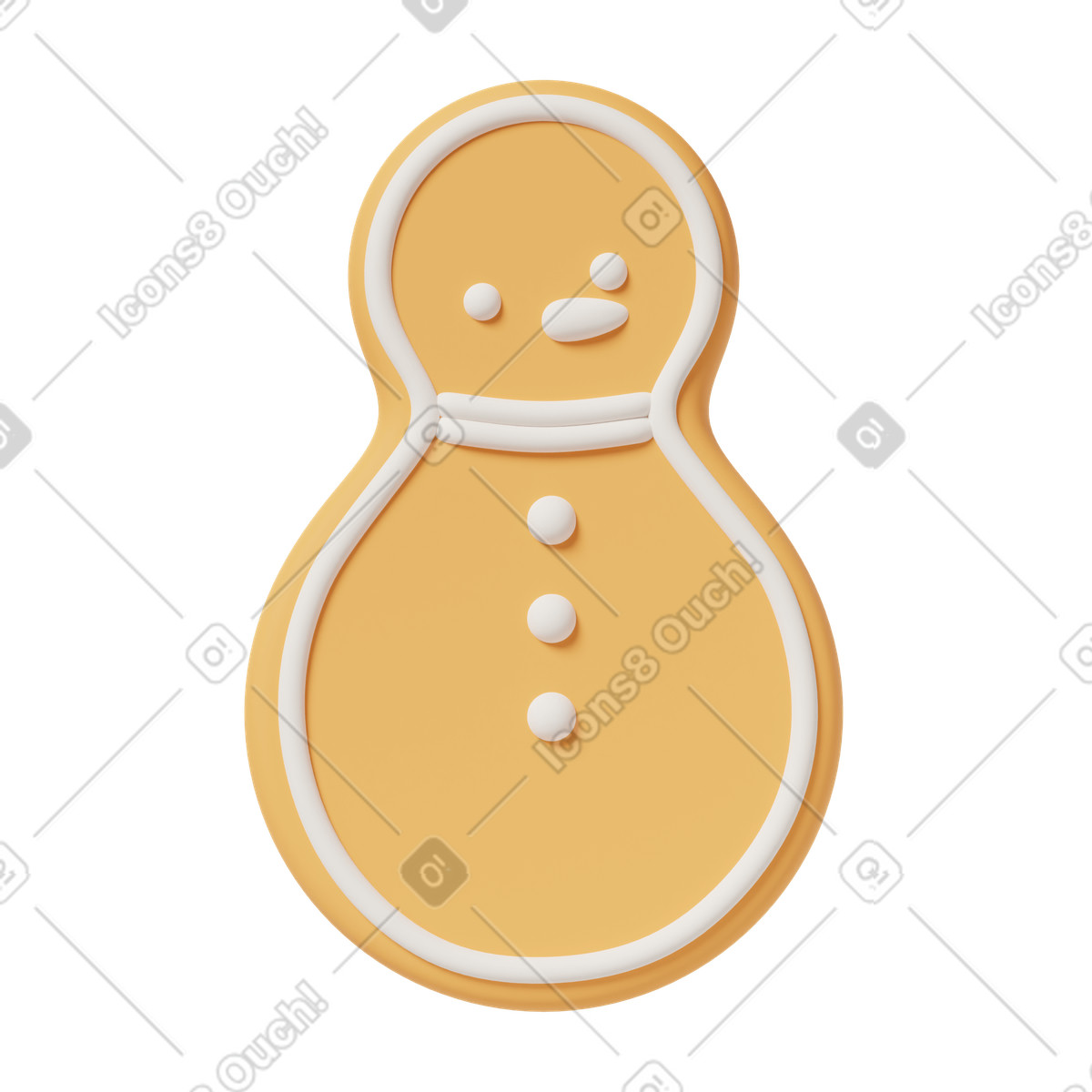 Snowman cookie yellow illustrazione in stile 3D Casual life scarica in PNG, SVG