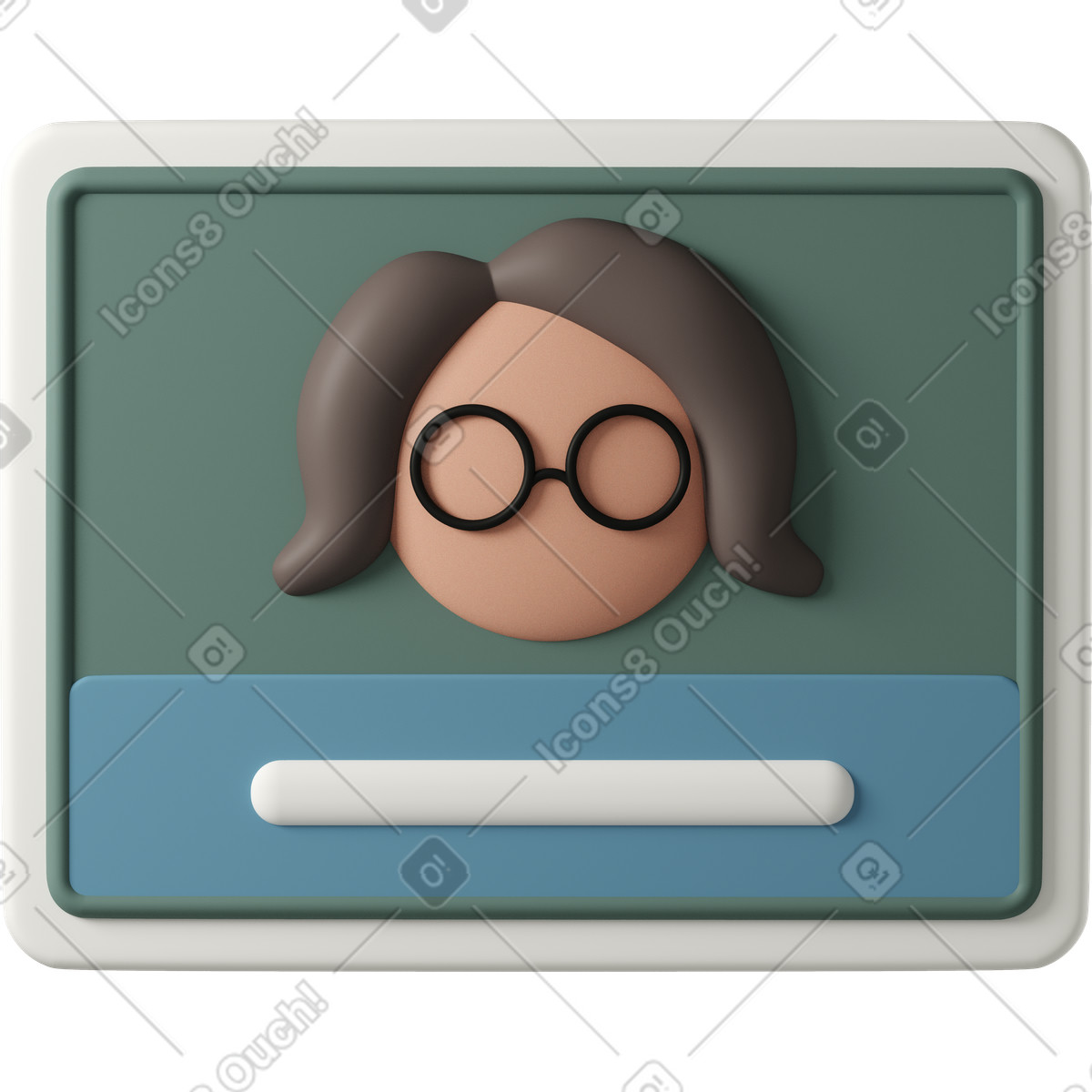 Id card of woman in glasses illustration 3D Casual life style download PNG, SVG