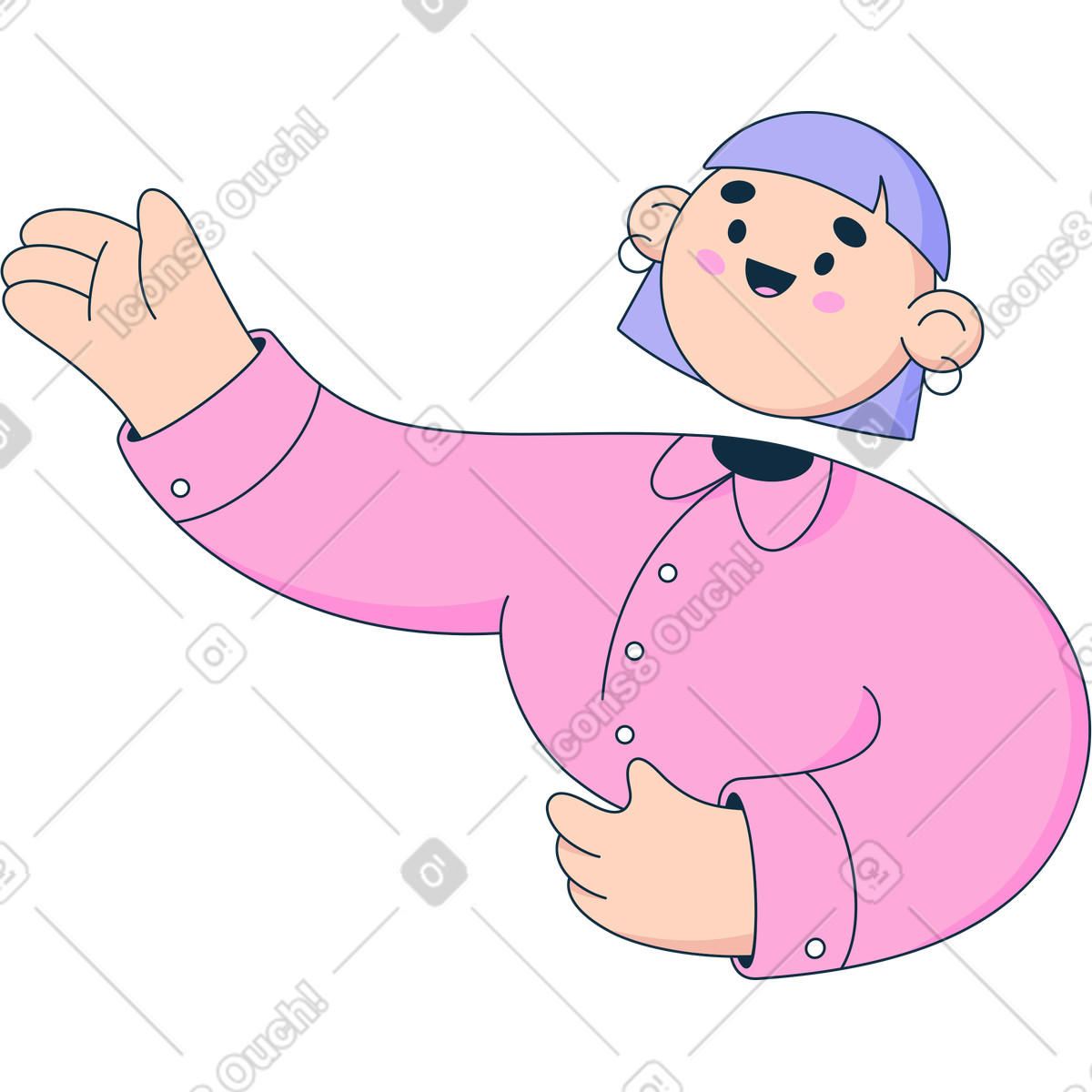 Ilustração de Mulher com a mão levantada em no estilo Bubble gum para baixar em PNG, SVG