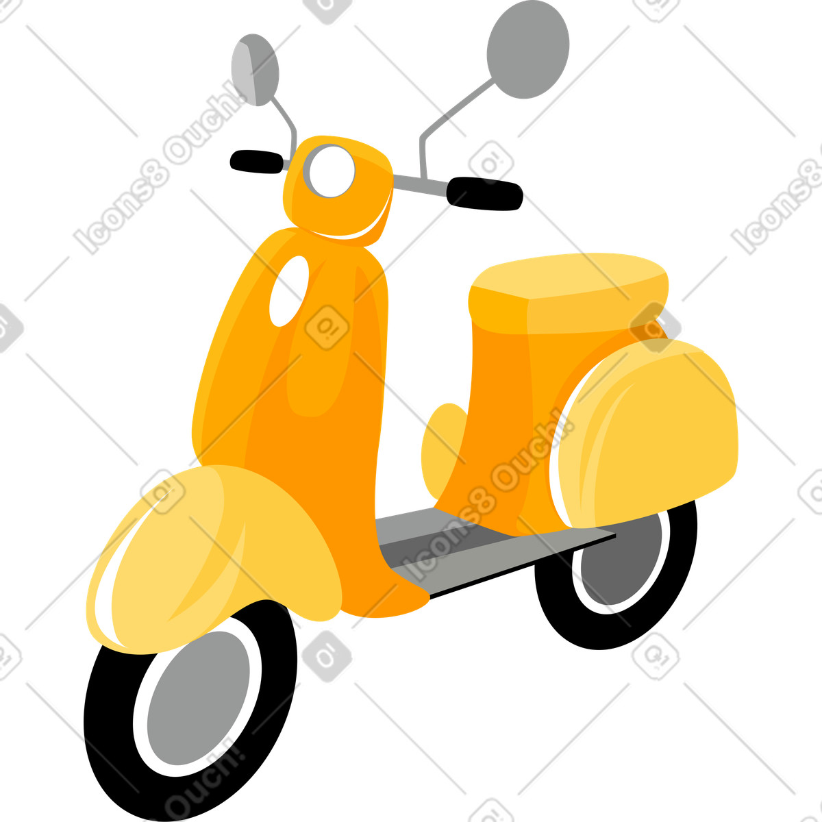 Small yellow moped illustrazione in stile Lagom scarica in PNG, SVG