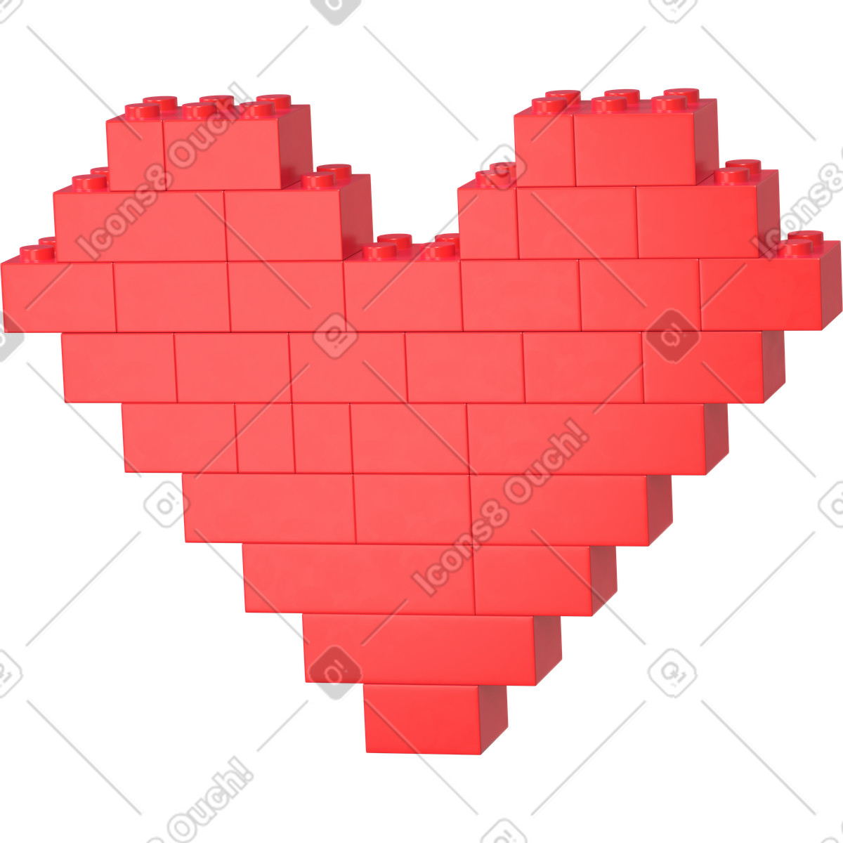 Lego red heart illustration in 3D Business style download in PNG, SVG