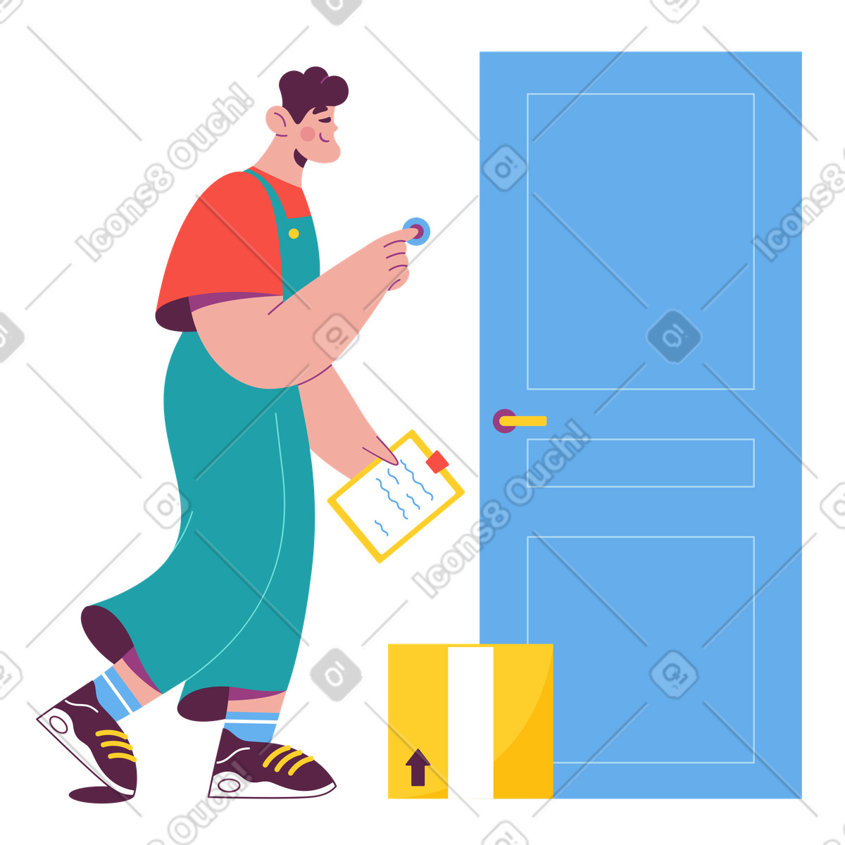Man delivered a package illustration in Sammy style download in PNG, SVG