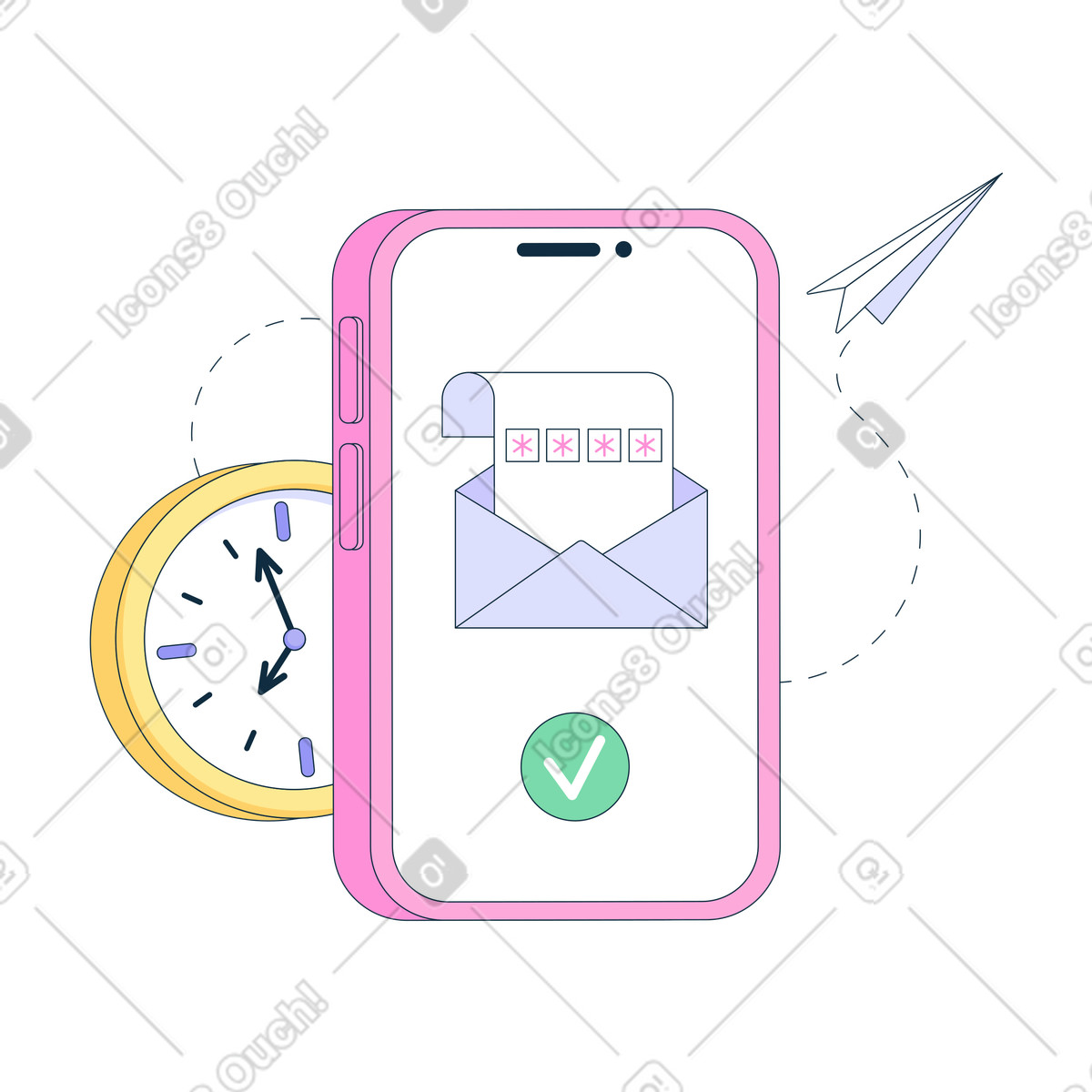 One-time password on the phone illustration in PNG, SVG