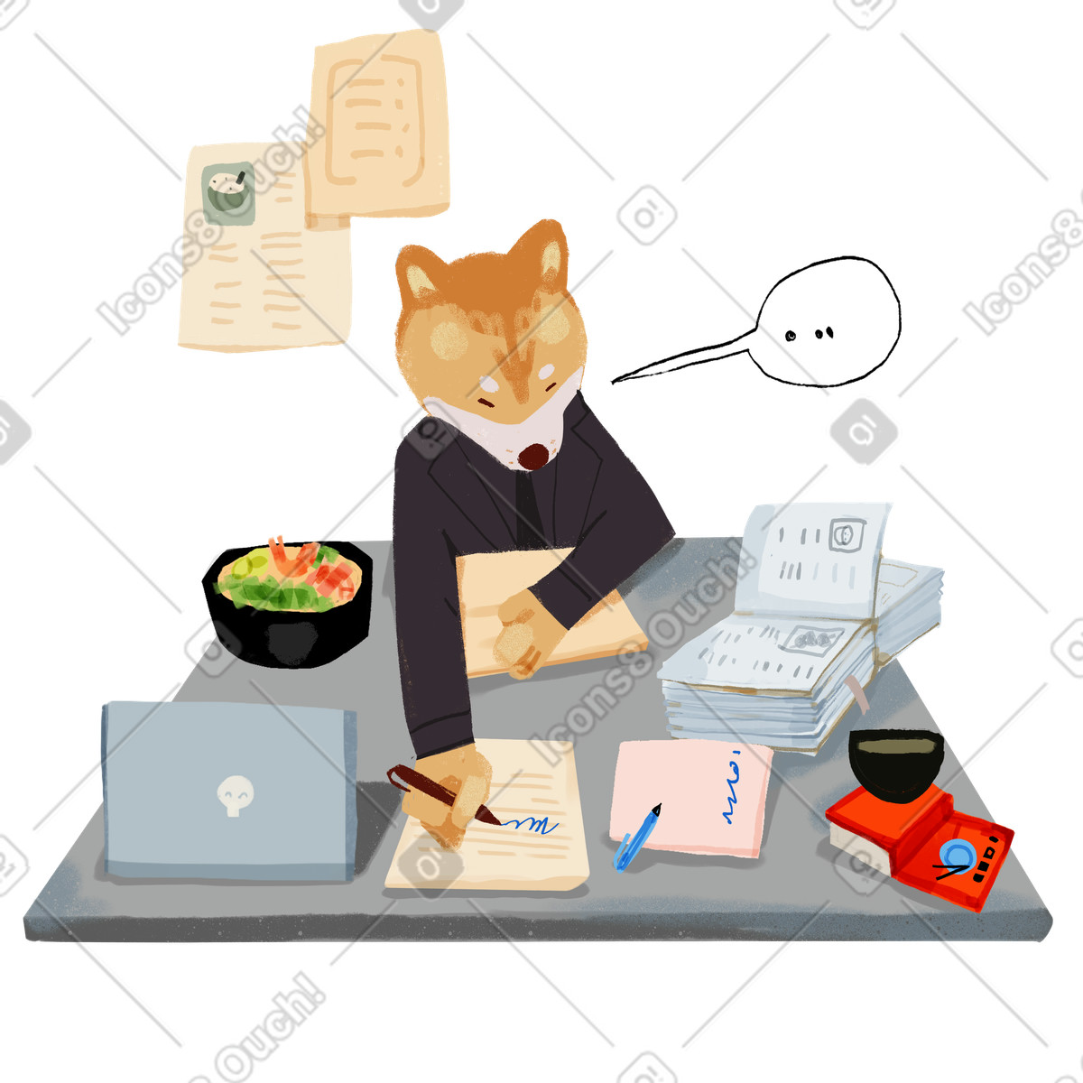 Ikigai スタイルの オフィスで働く のイラストをPNG、SVG形式でダウンロード