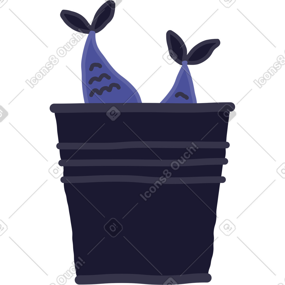 Eimer fisch-Illustration im Stripy-Stil als Download in PNG, SVG