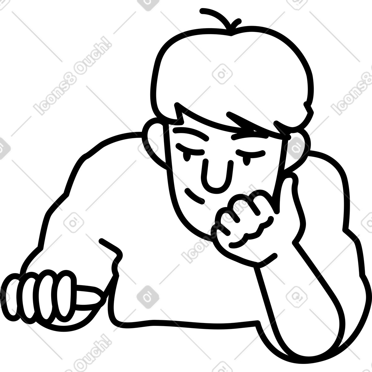 Illustration L'homme a soutenu son visage dans le style Notes à télécharger aux formats PNG, SVG