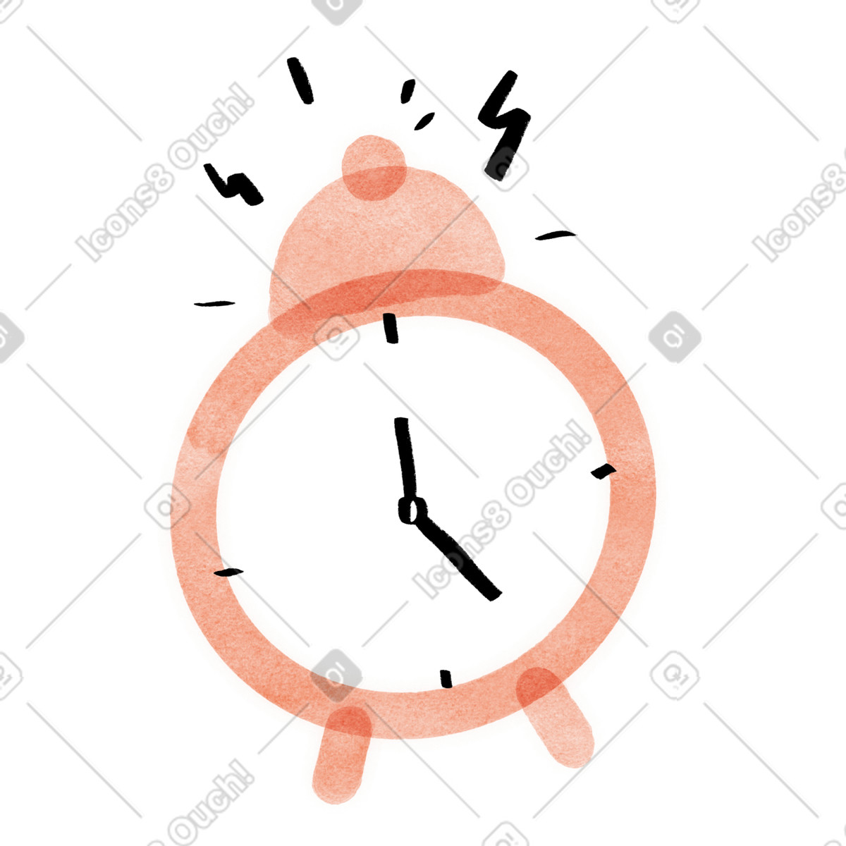 Illustration Alarm clock symbolizing urgent deadline approaching with limited remaining time dans le style Hand-drawn animation à télécharger aux formats PNG, SVG