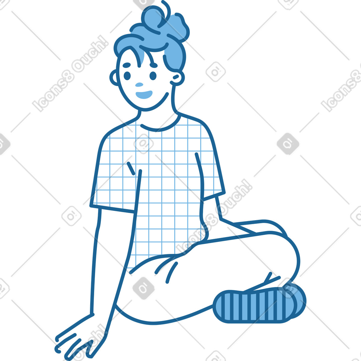 Illustration Femme assise sur le côté en position du lotus dans style Natty à télécharger aux formats PNG, SVG