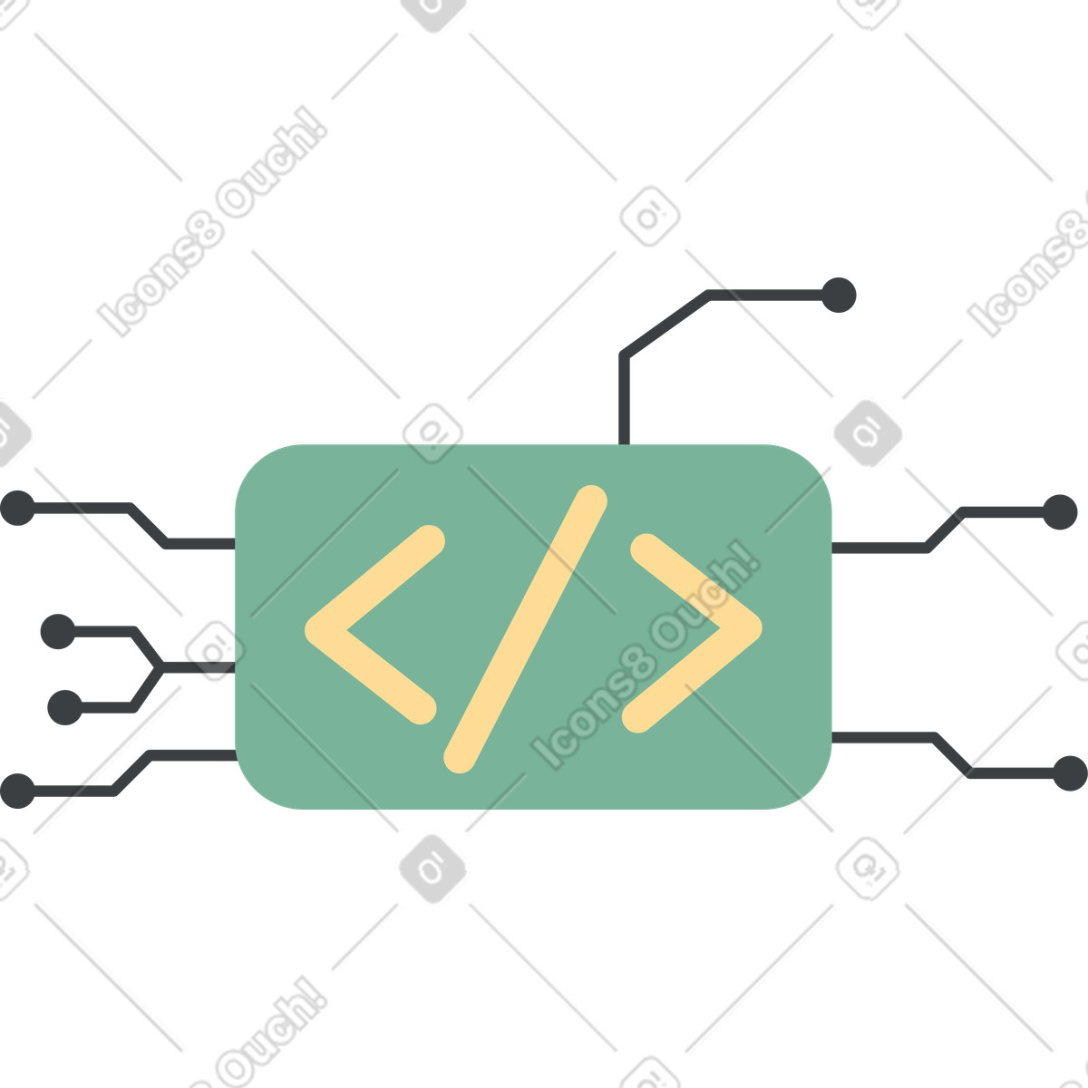 Icon of the programming brackets on green rectangle illustration in Kiddo style download in PNG, SVG