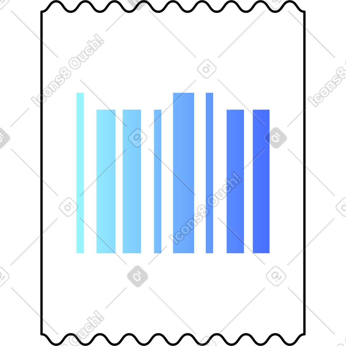 Barcode receipt illustration featuring detailed clipart in PNG, SVG, GIF