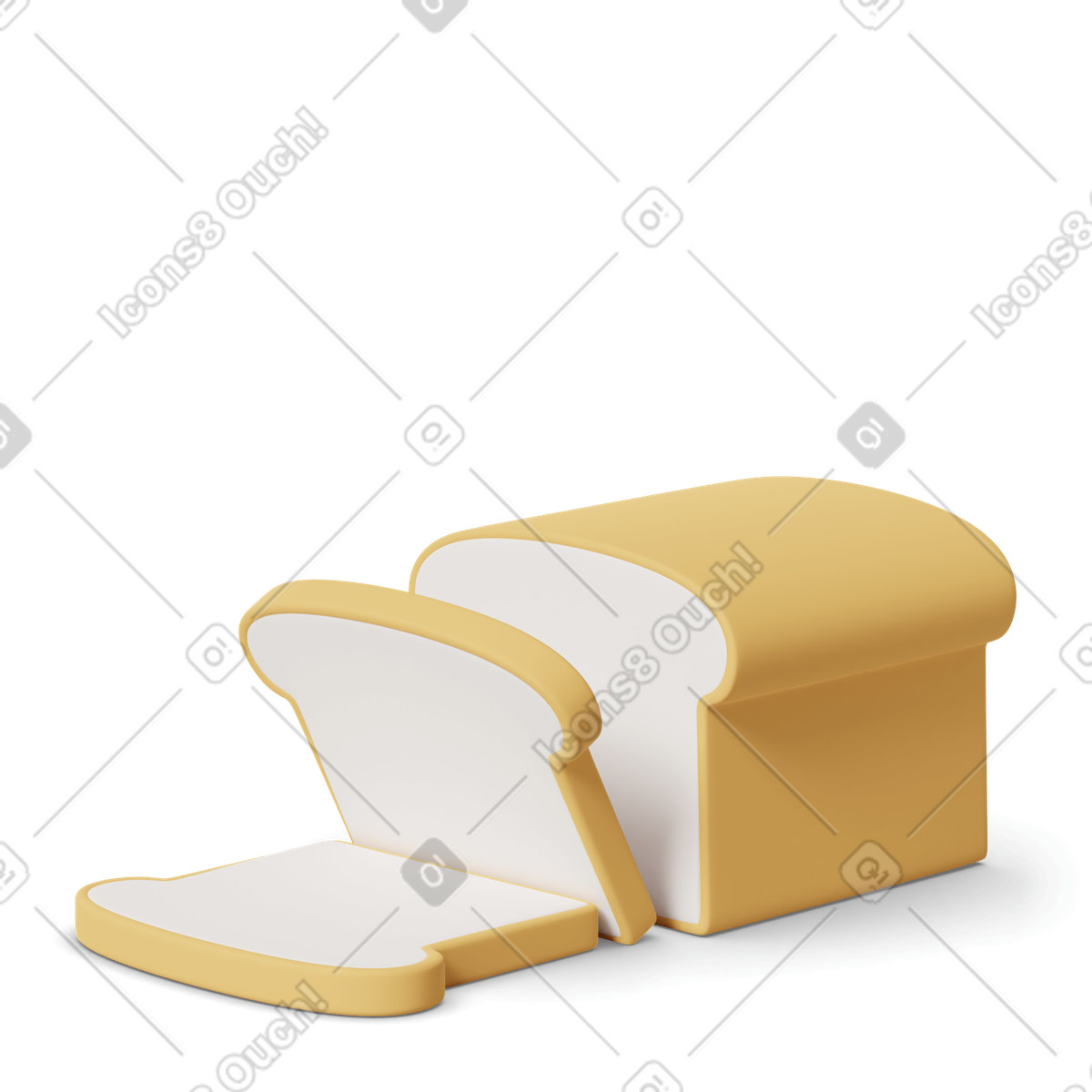 Sliced toast bread illustration in 3D Casual life style download in PNG, SVG