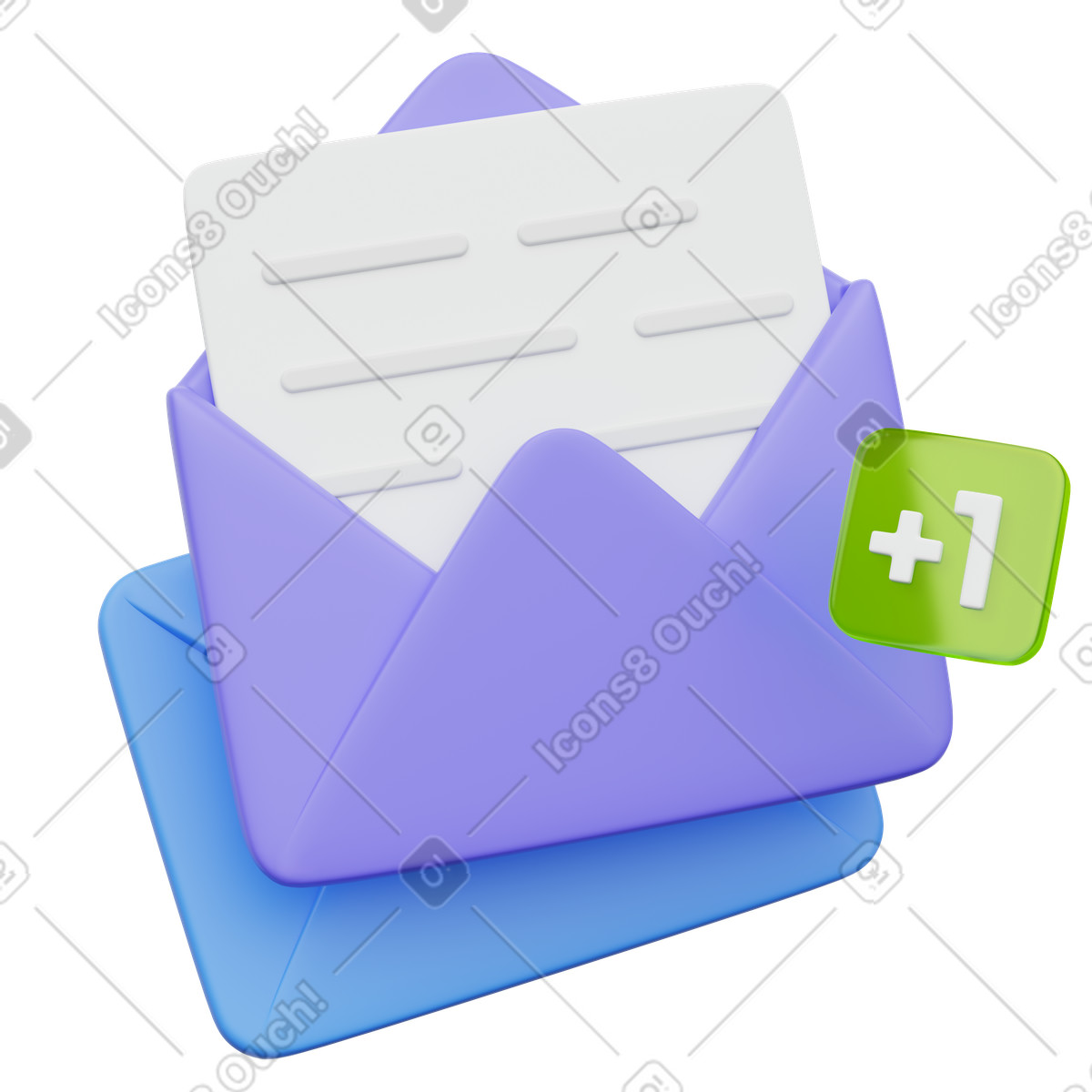 New email notification with envelope and unread message alert illustrazione in stile 3D Playful scarica in PNG, SVG