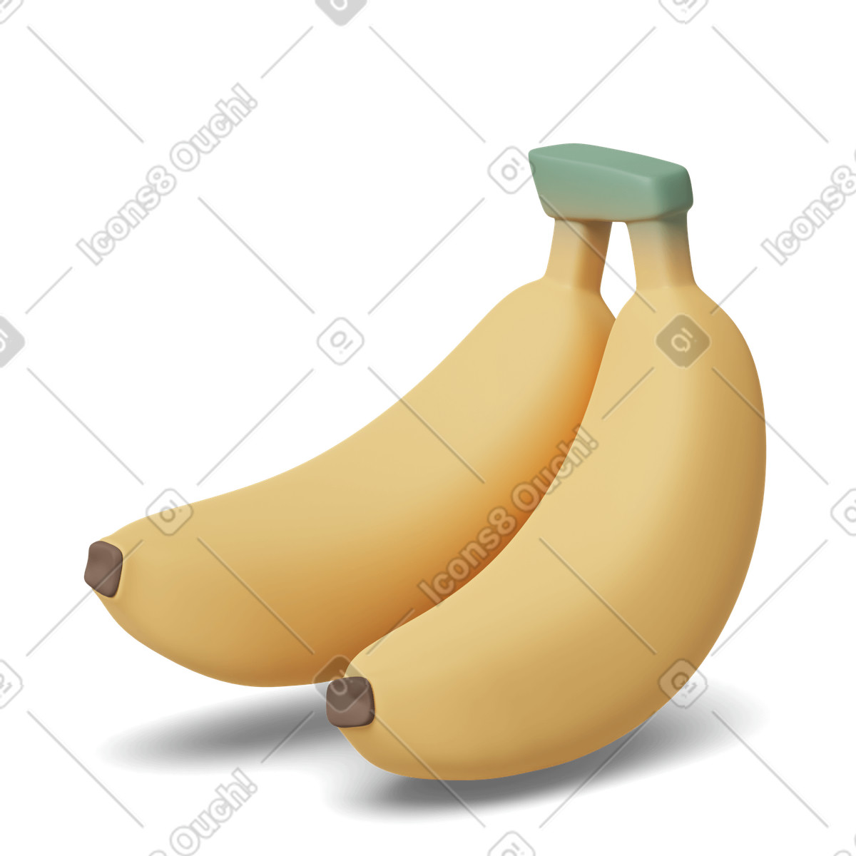 Two yellow bananas illustration in 3D Casual life style download in PNG, SVG
