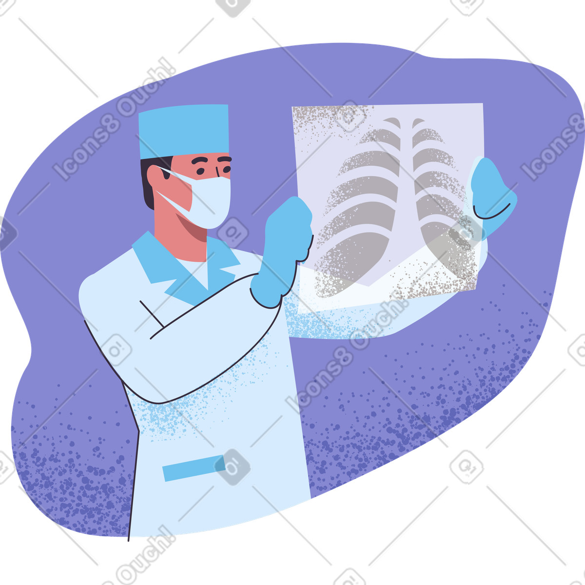Surgeon looking at x-ray illustration in Pale style download in PNG, SVG
