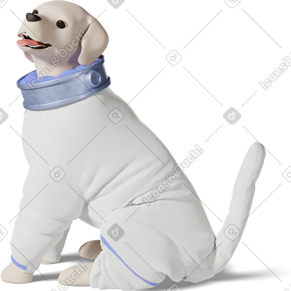 Illustration Dog astronaut sitting side view dans le style 3D Business à télécharger aux formats PNG, SVG