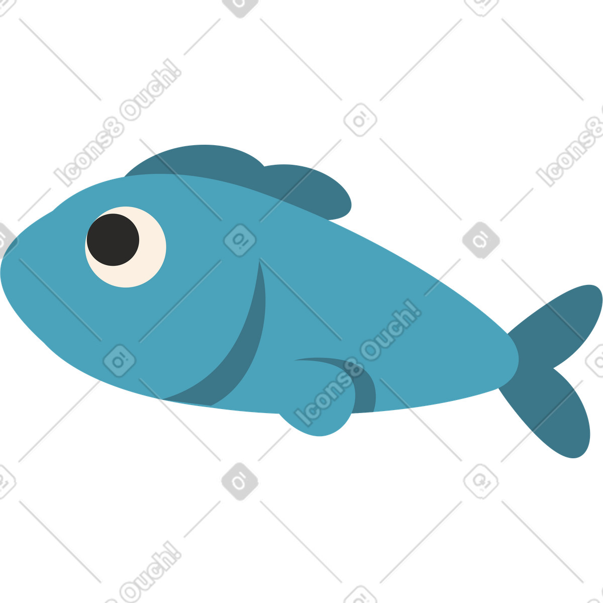 Dizzy スタイルの Blue sea fish with open eyes のイラストをPNG、SVG形式でダウンロード