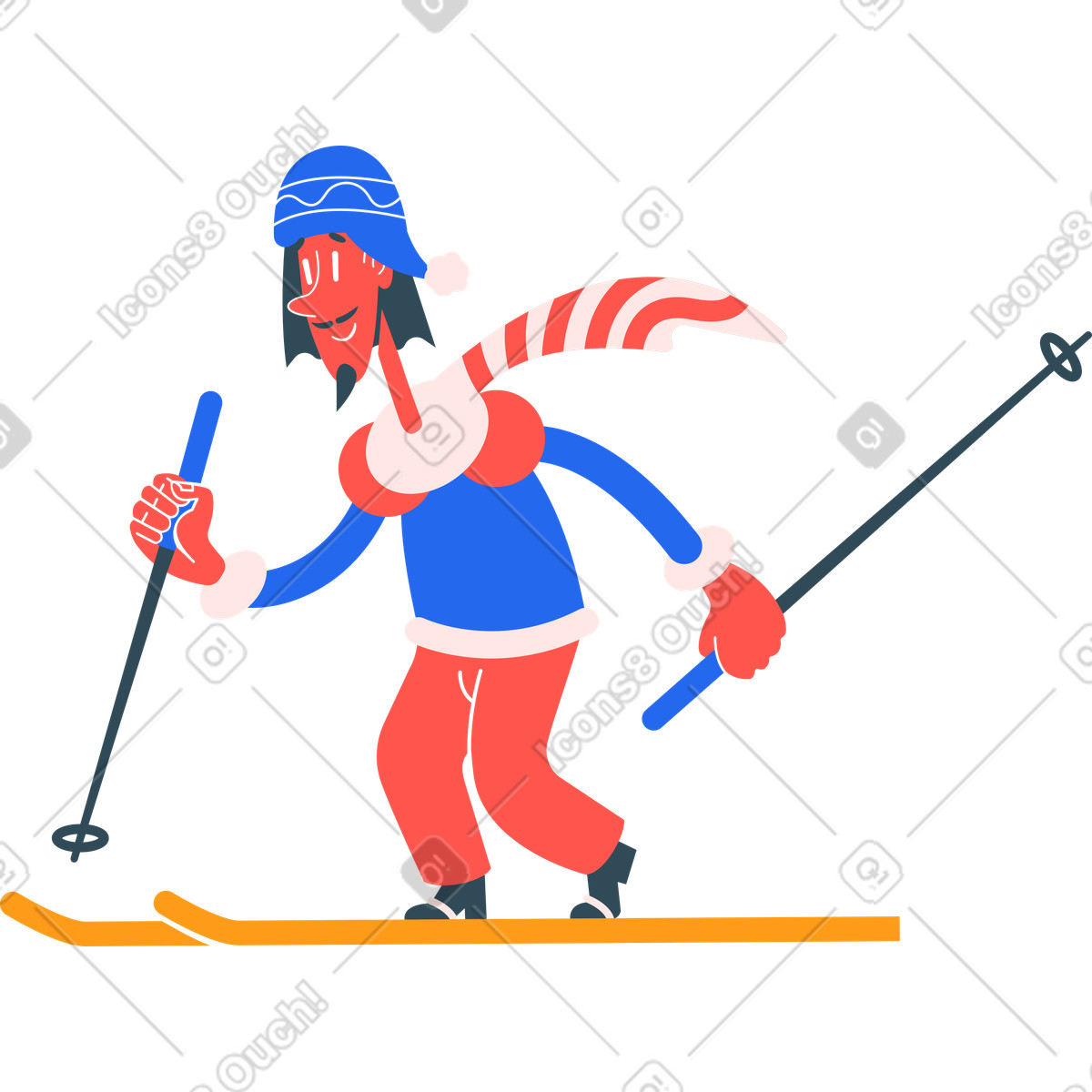 Ilustração de Esquiador em no estilo Kingdom para baixar em PNG, SVG