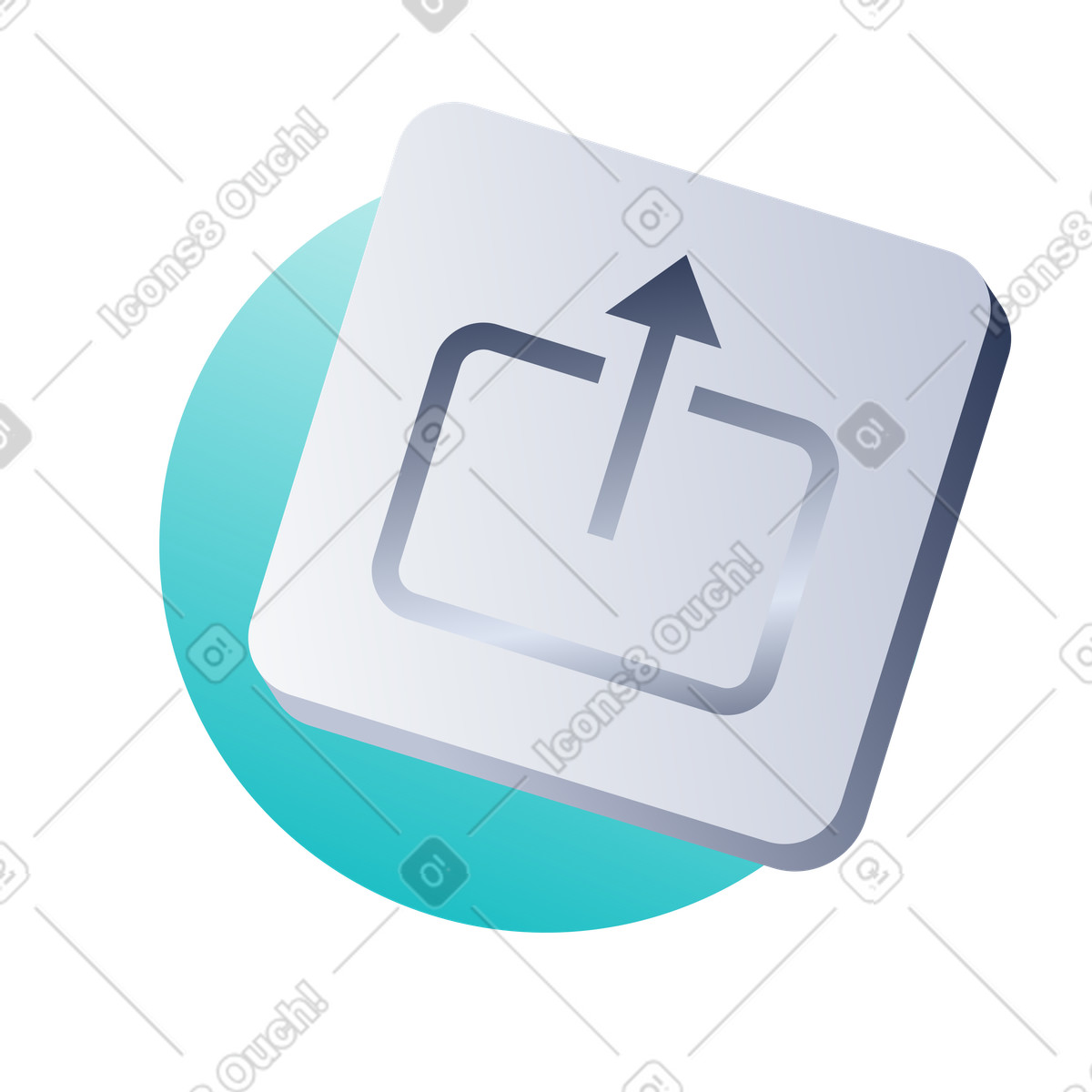 Data export button with upward arrow, file transfer and sharing illustration in Lucent style download in PNG, SVG