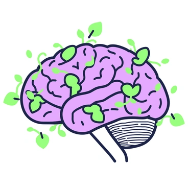 A brain with vines wrapping around it tightly