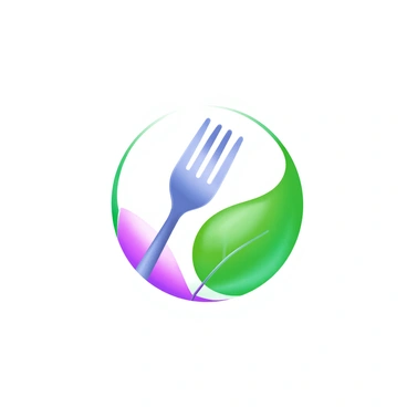 A fresh logo with a fork and a green leaf forming a circle