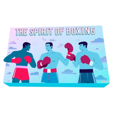 A mural depicting iconic figures in boxing history in action poses