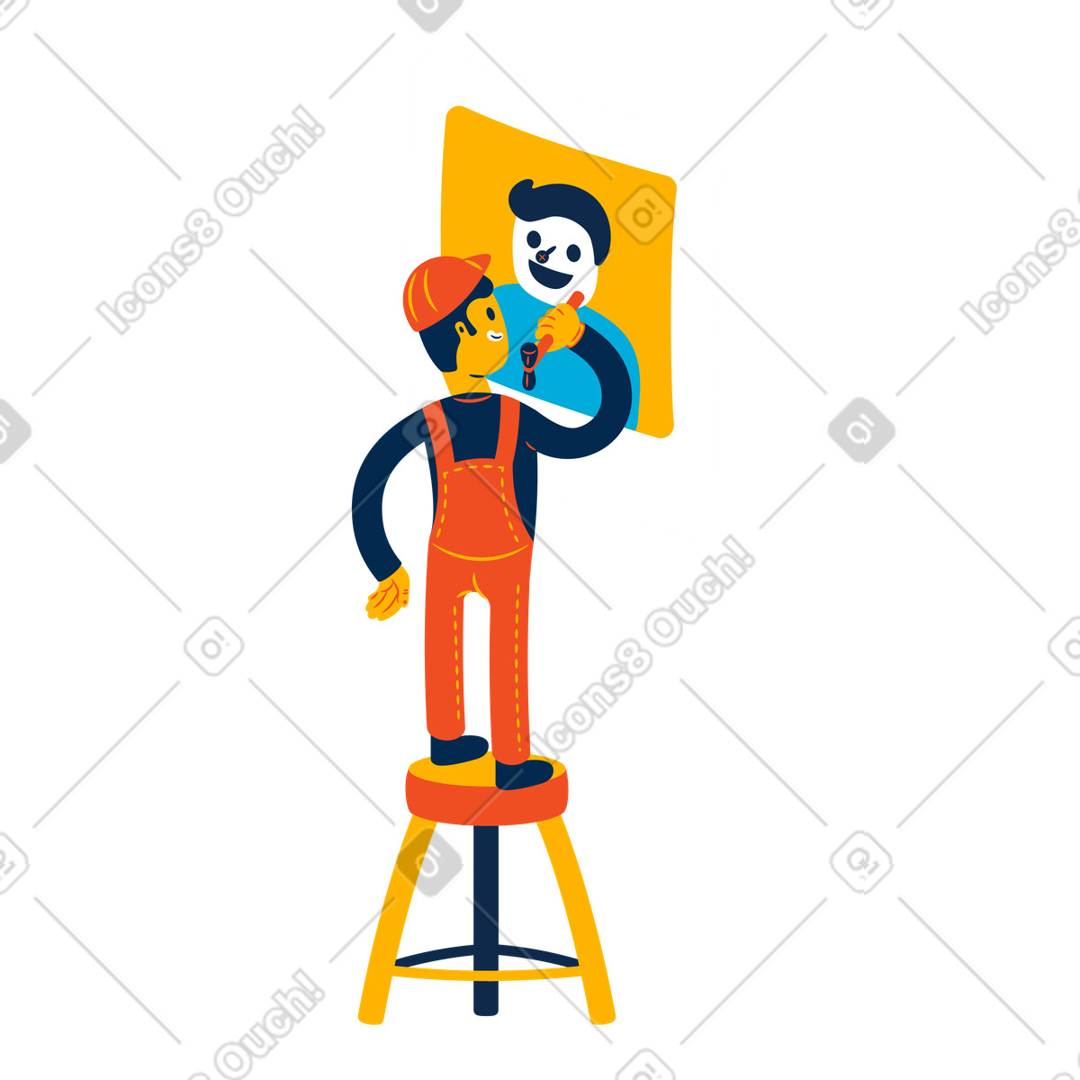 Hanging a picture illustration in Flame style download in PNG, SVG