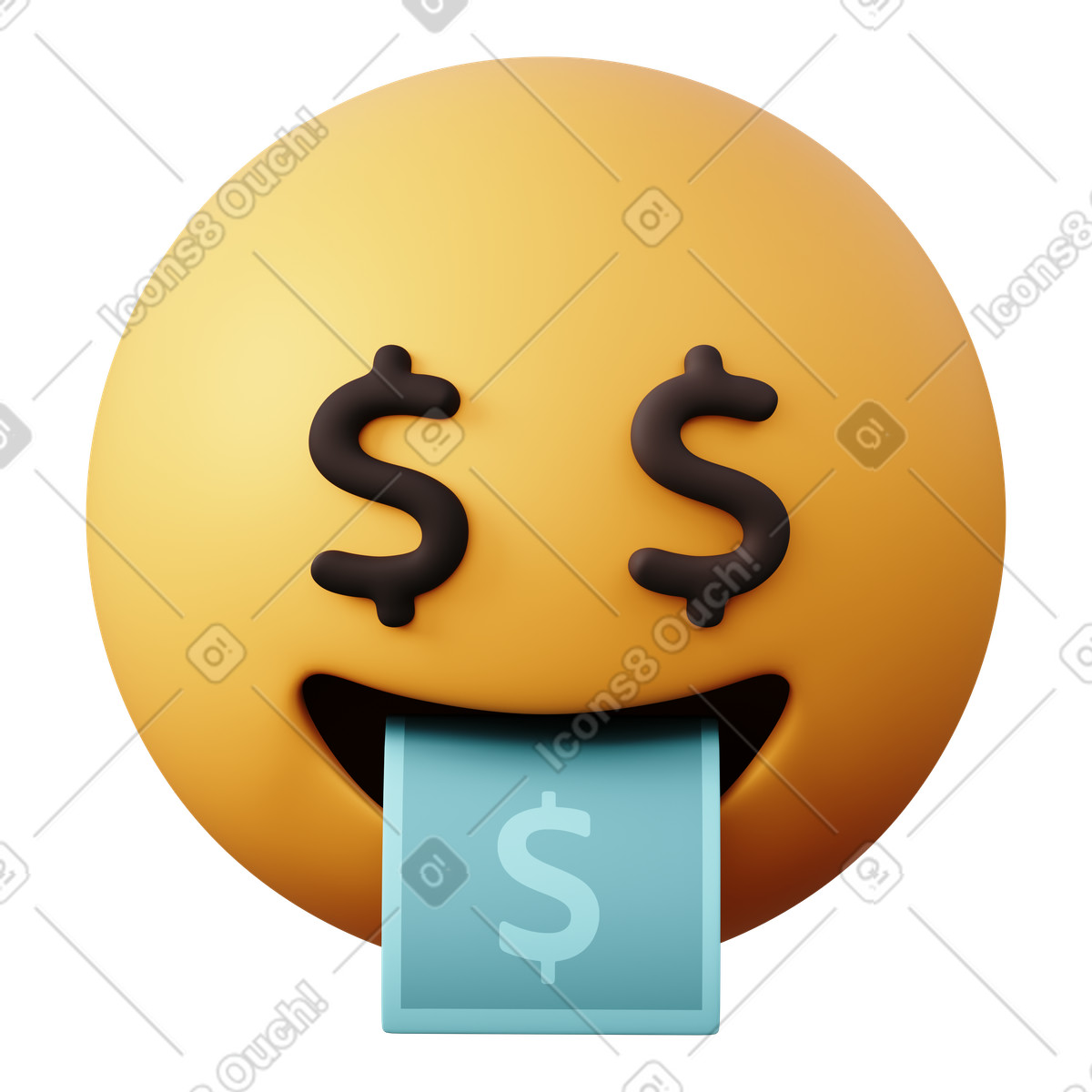 Money mouth emoji illustration in 3D Sugary style download in PNG, SVG