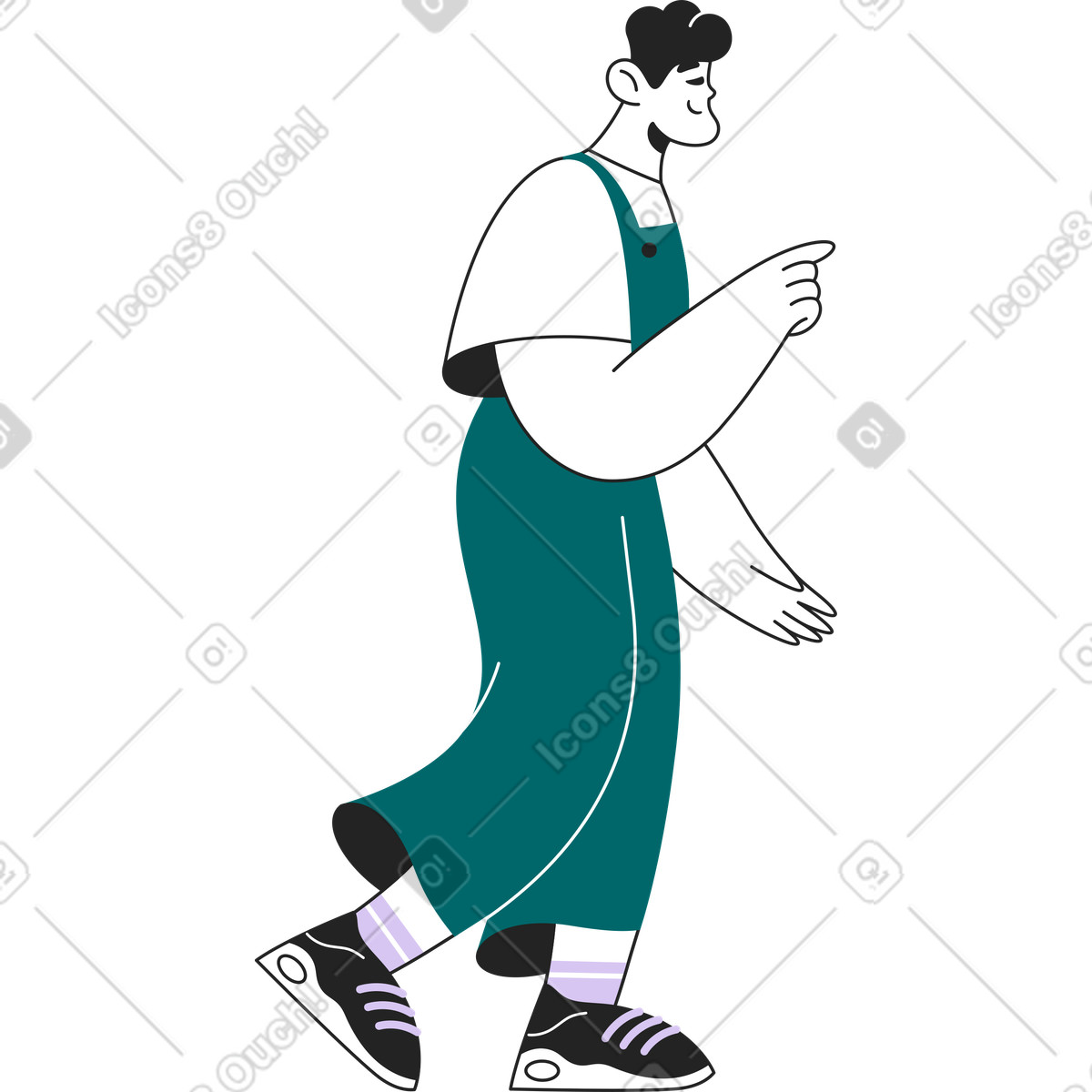 Ilustración Hombre que camina en estilo Sammy Line a descargar en PNG y SVG