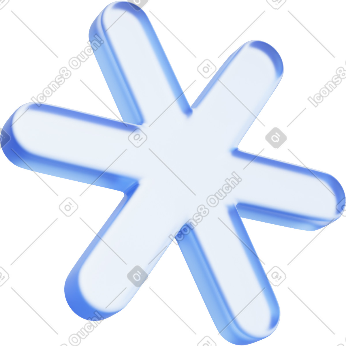 Snowflake symbol, winter decoration, holiday element illustration in PNG, SVG