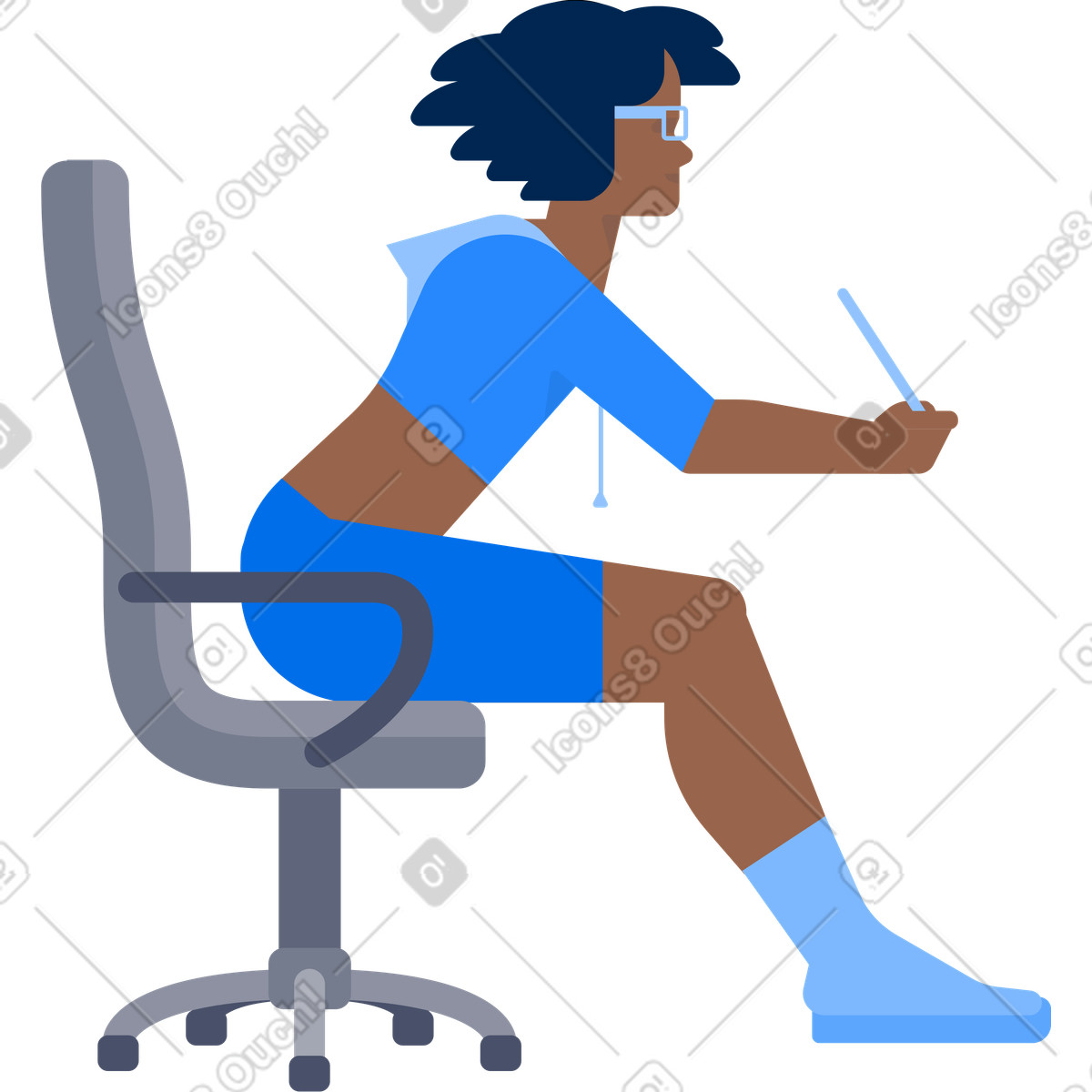 Ilustração de Menina sentada em uma cadeira no estilo Urban para baixar PNG, SVG