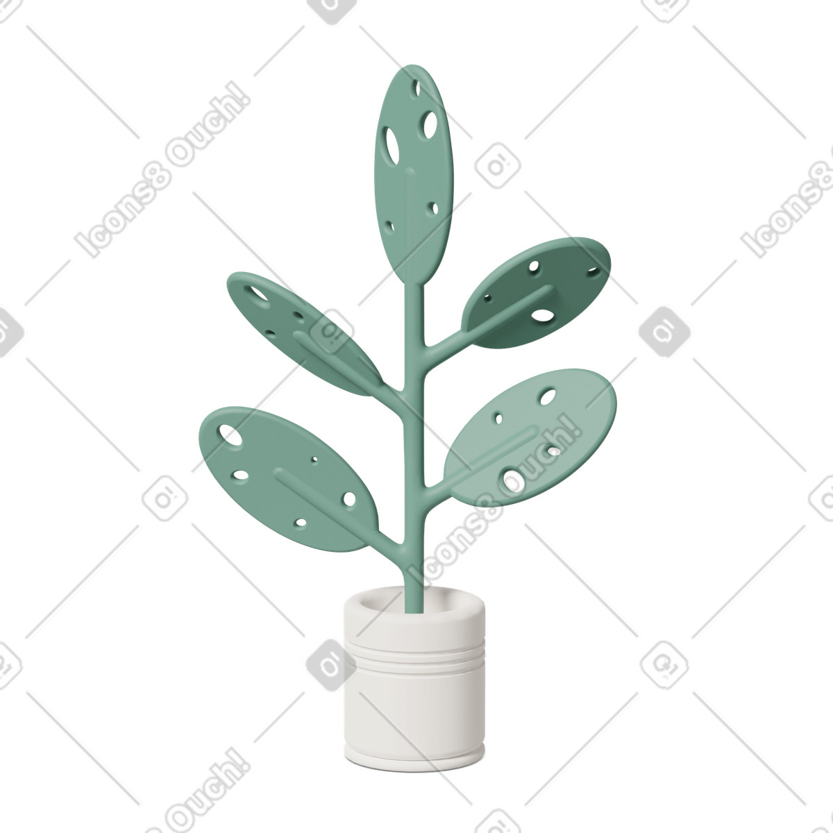 3D Casual life 스타일의 Monstera plant with holes 일러스트레이션 PNG, SVG 다운로드