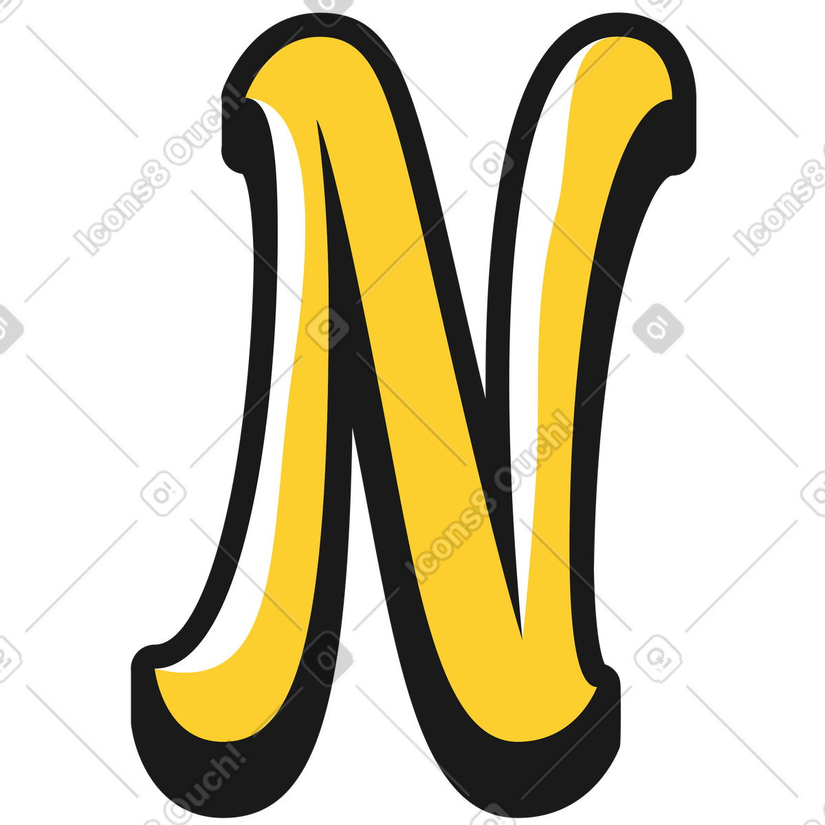 Taxi スタイルの 大文字n のイラストをPNG、SVG形式でダウンロード