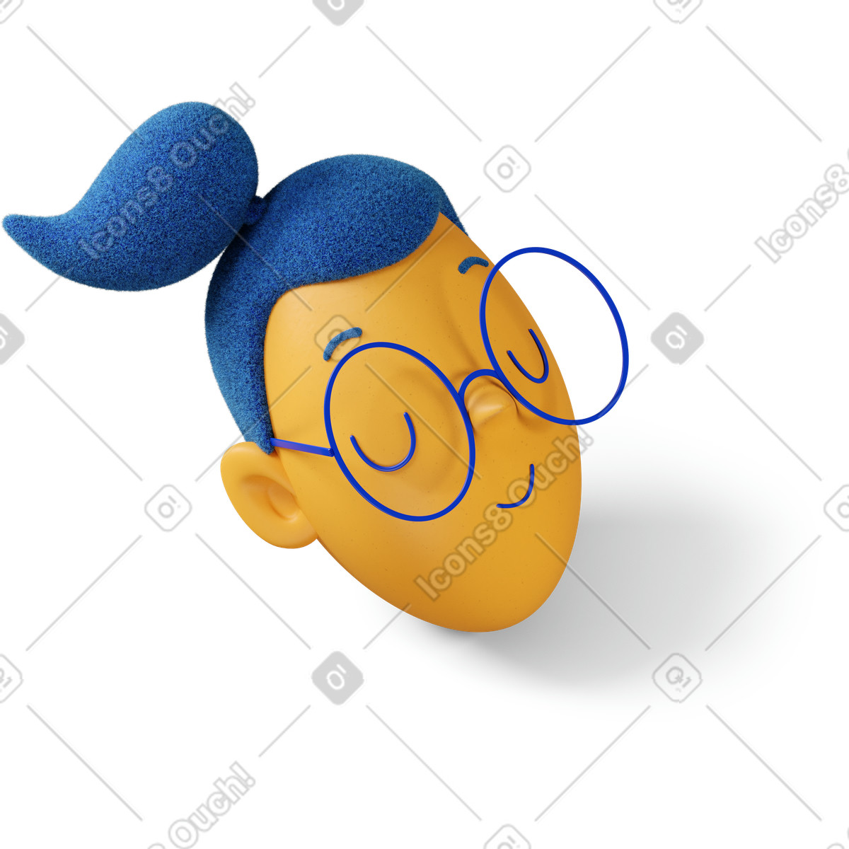 Ilustração de Cabeça uma garota satisfeita virou para a direita em no estilo 3D Buddy baixar em PNG, SVG