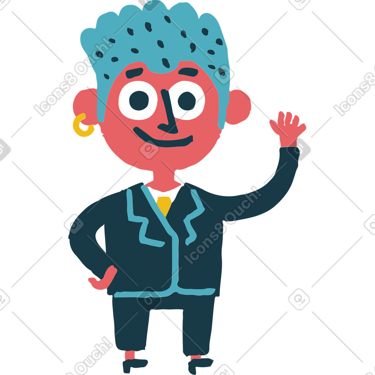 Ilustración Hombre saludando en estilo Flamenco a descargar en PNG y SVG