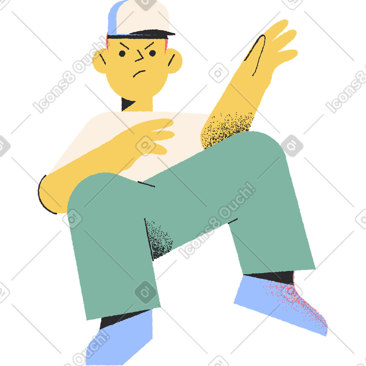 Boy angry illustration depicting enraged emotions in clipart for designs