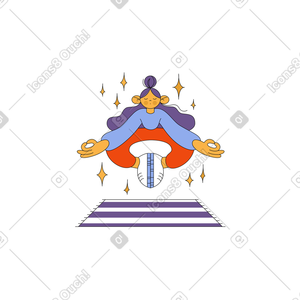 Girl meditating in the lotus position illustration peaceful mind clipart in PNG SVG GIF