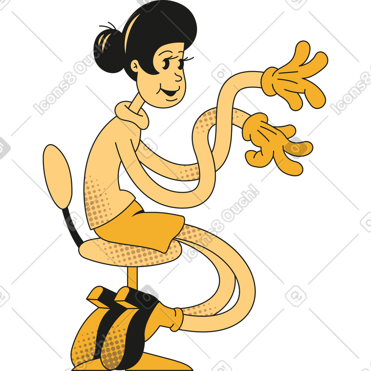 Woman-working-on-computer animated illustration in Rubber style download in GIF, Lottie (JSON), AE