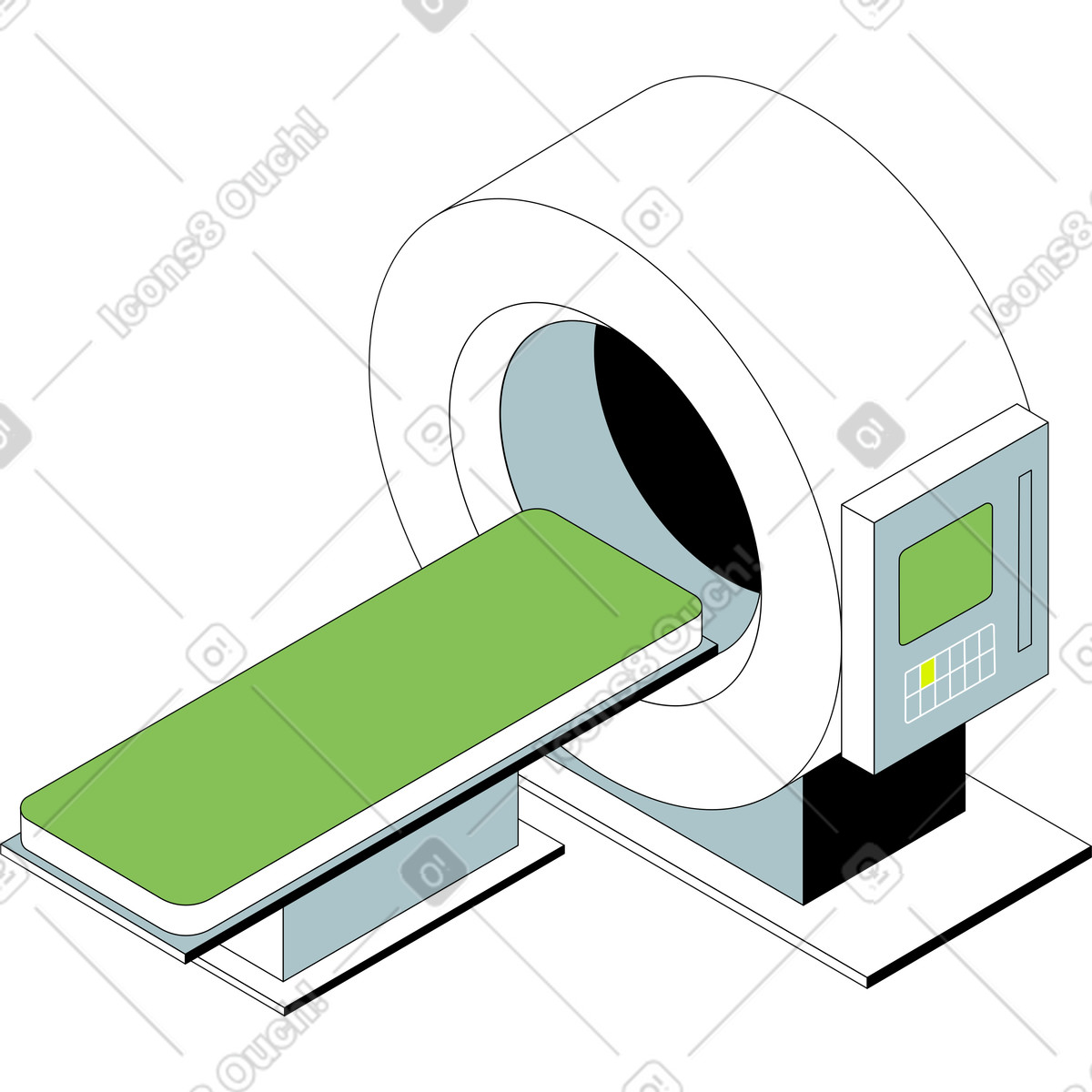 Isometric スタイルの Mri machine のイラストをPNG、SVG形式でダウンロード