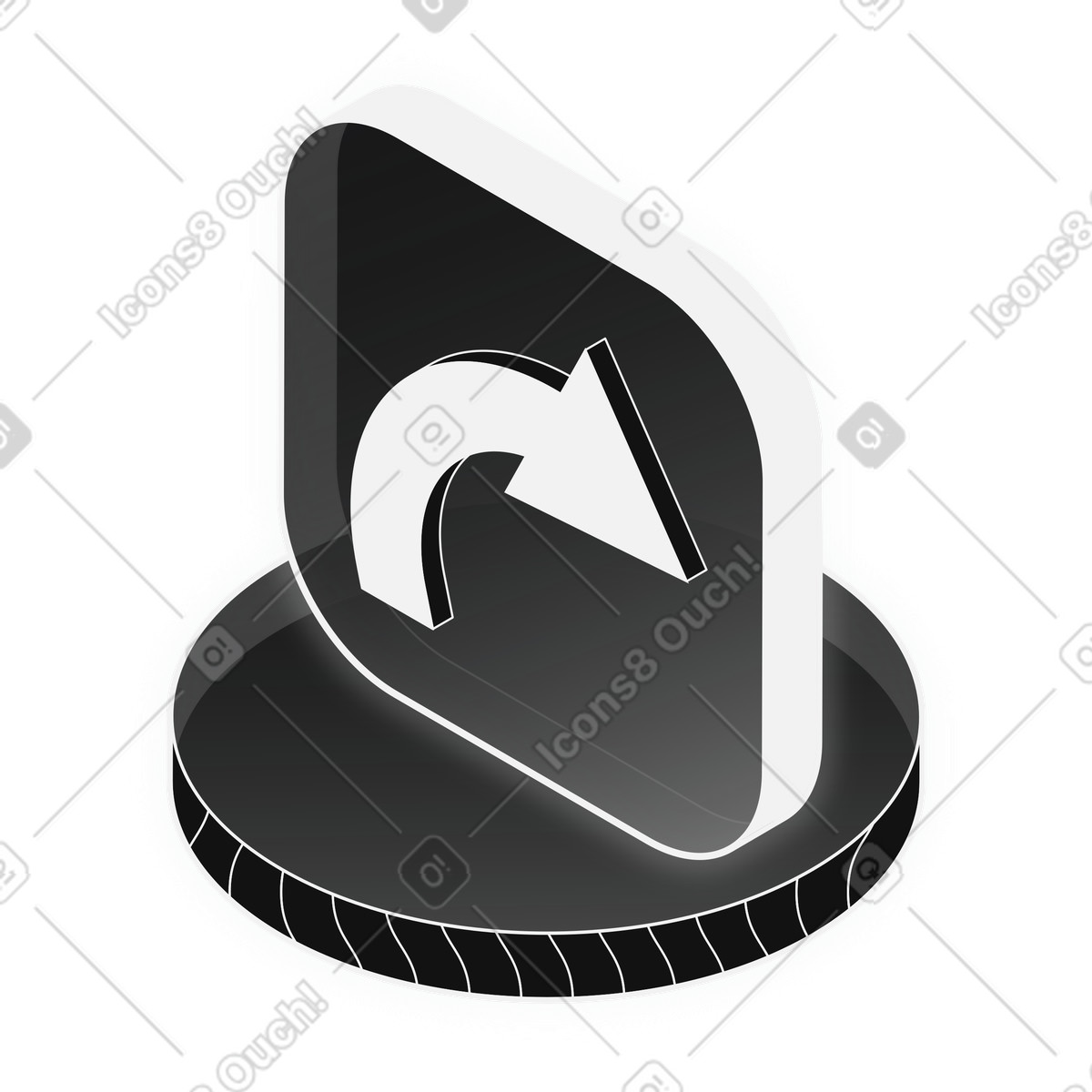 Redo arrow icon for edit control interface button illustration in Inverse style download in PNG, SVG