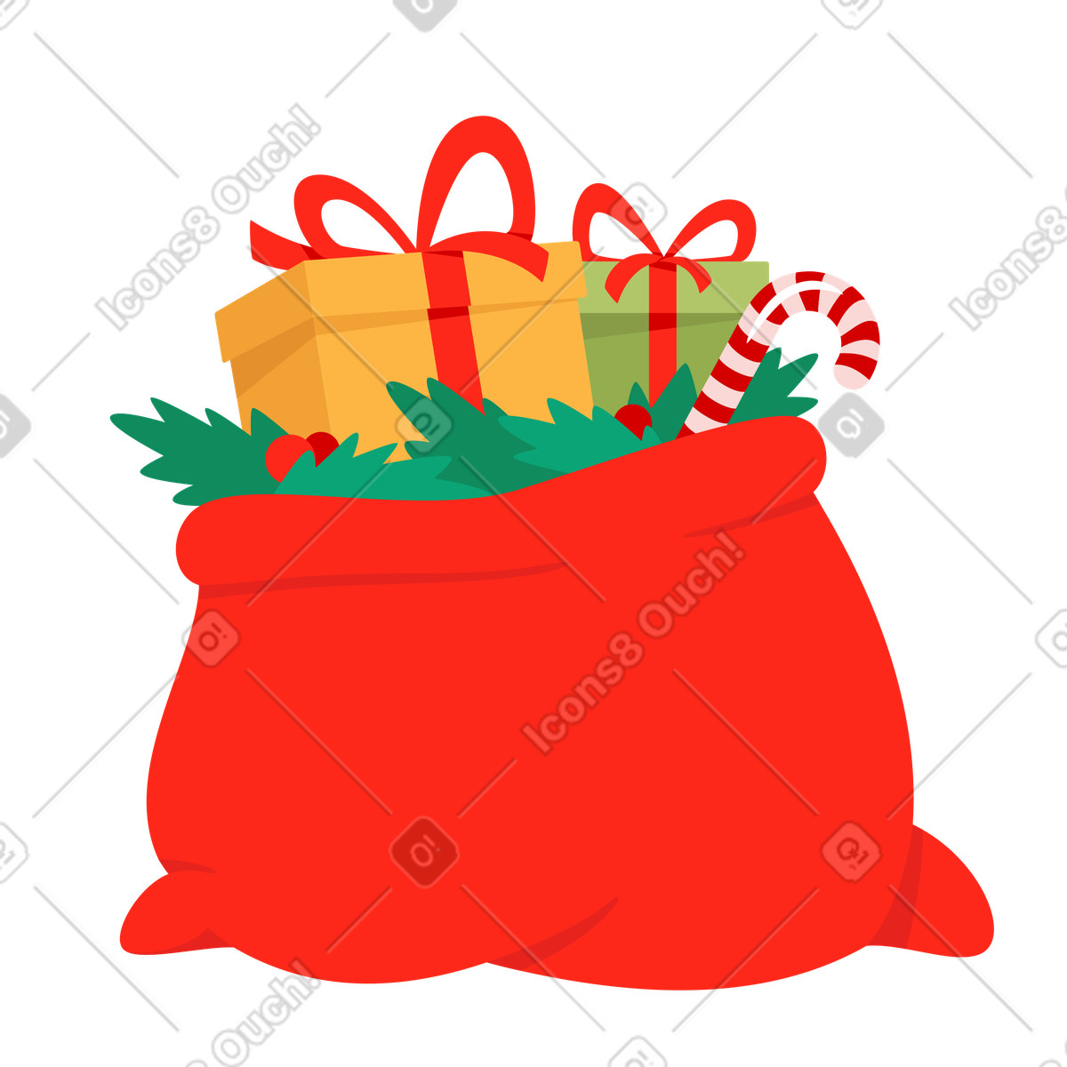 Tüte mit weihnachtsgeschenken-Illustration im Lagom-Stil als Download in PNG, SVG