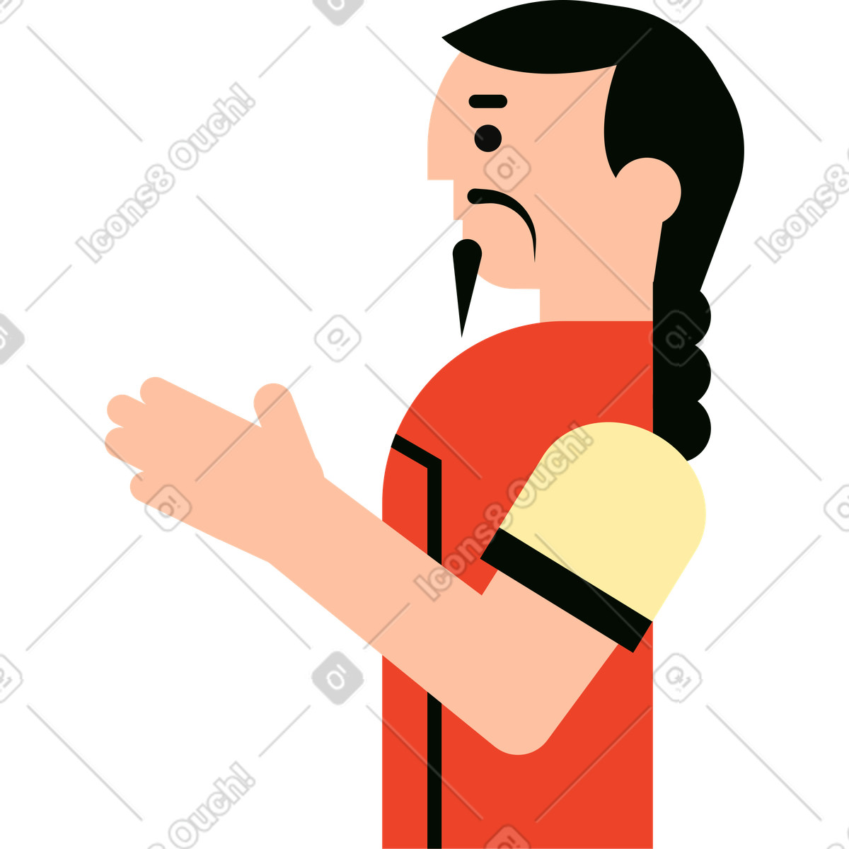Chinese man illustrazione in stile Polar scarica in PNG, SVG