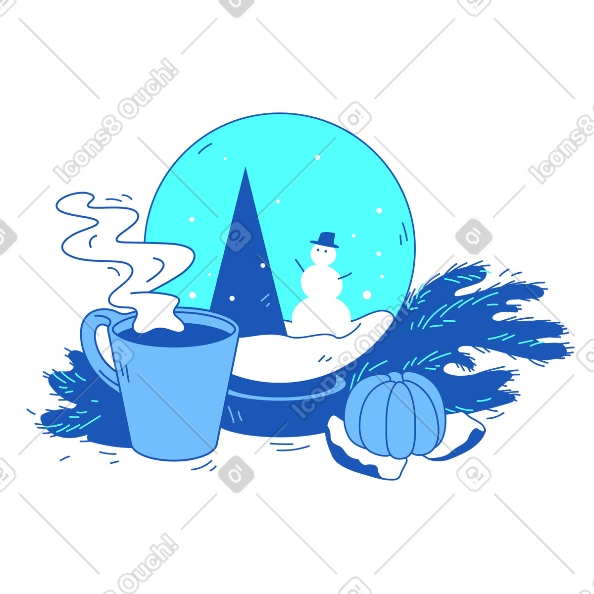 Palla di neve con prelibatezze stagione illustrazione in stile Storyline scarica in PNG, SVG