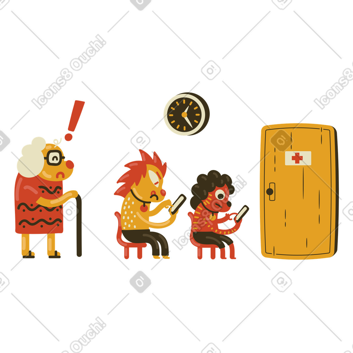 Illustration Dans une file d'attente le style Arabica à télécharger aux formats PNG, SVG